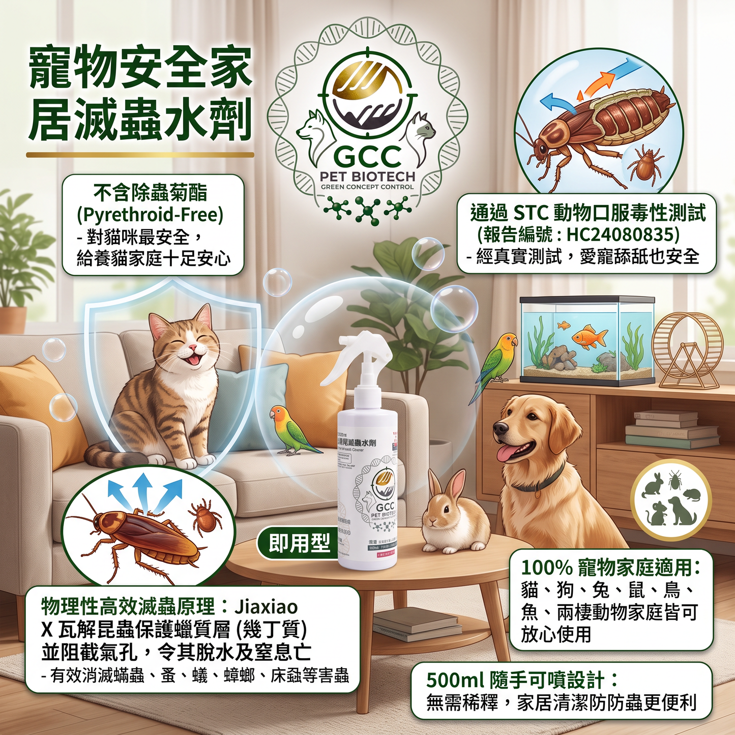 GCC寵物安全殺蟲水500ml