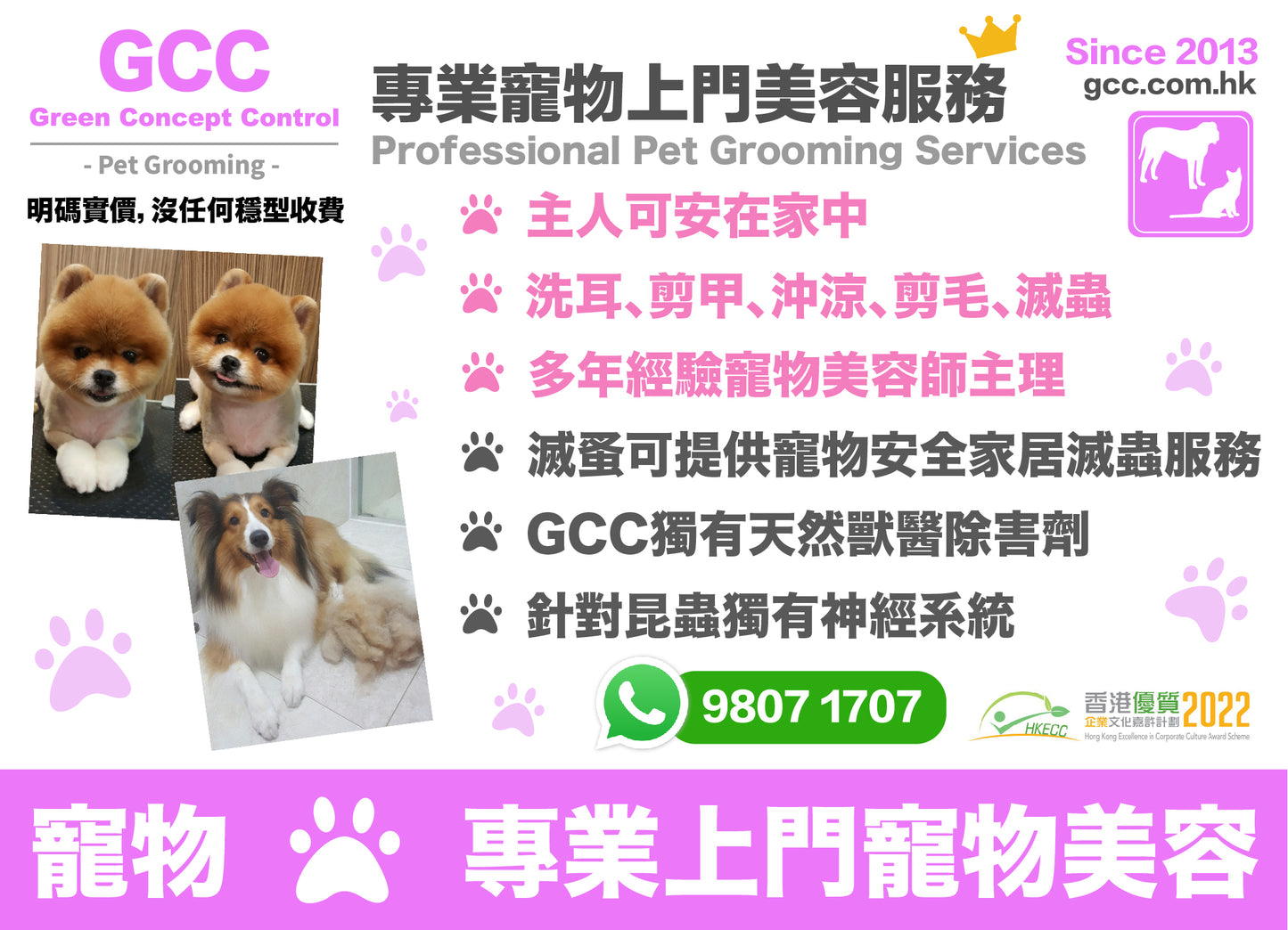 GCC 專業寵物美容服務(上門/店舖)